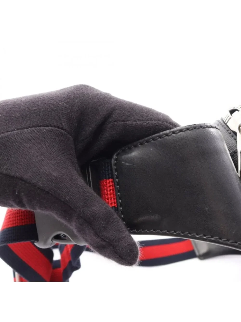 Gucci Waist Bag Soft GG Supreme Sherry Line Black Canvas Leather